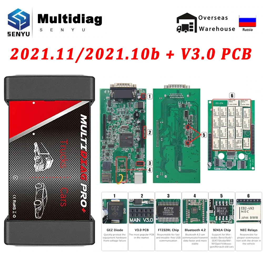 ڵ Ʈ Multidiag Pro V3.0 2021.11 NEC , CDP ĳ, ڵ  OBD 2 OBD2 ڵ  ̽